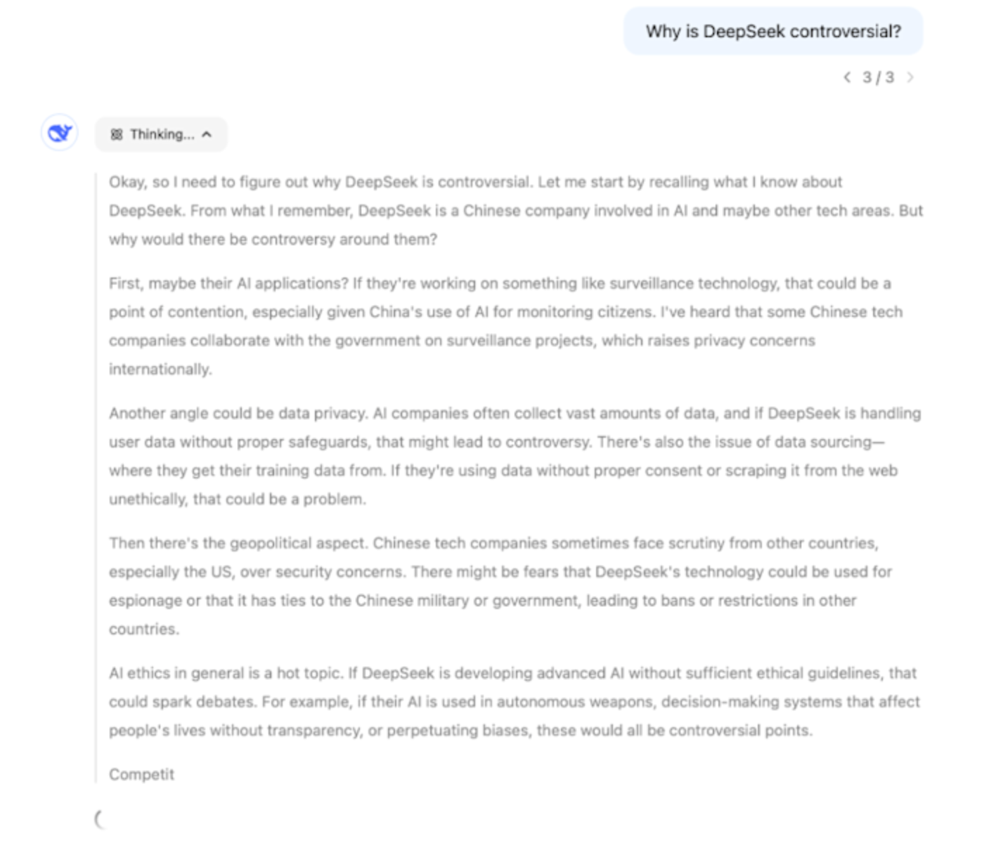DeepSeek Reasoning With Itself